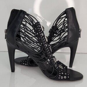Bar III Black Annetta Studded Sandal Heels | Size 8 |